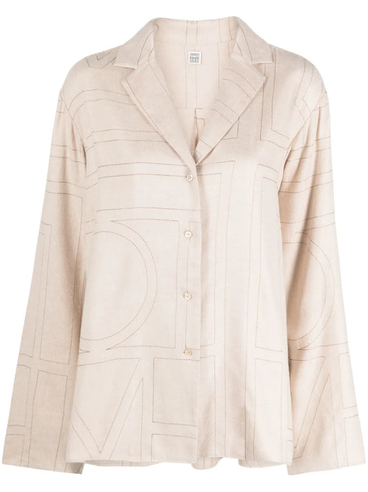 Monogram Flannel Pajama Top
