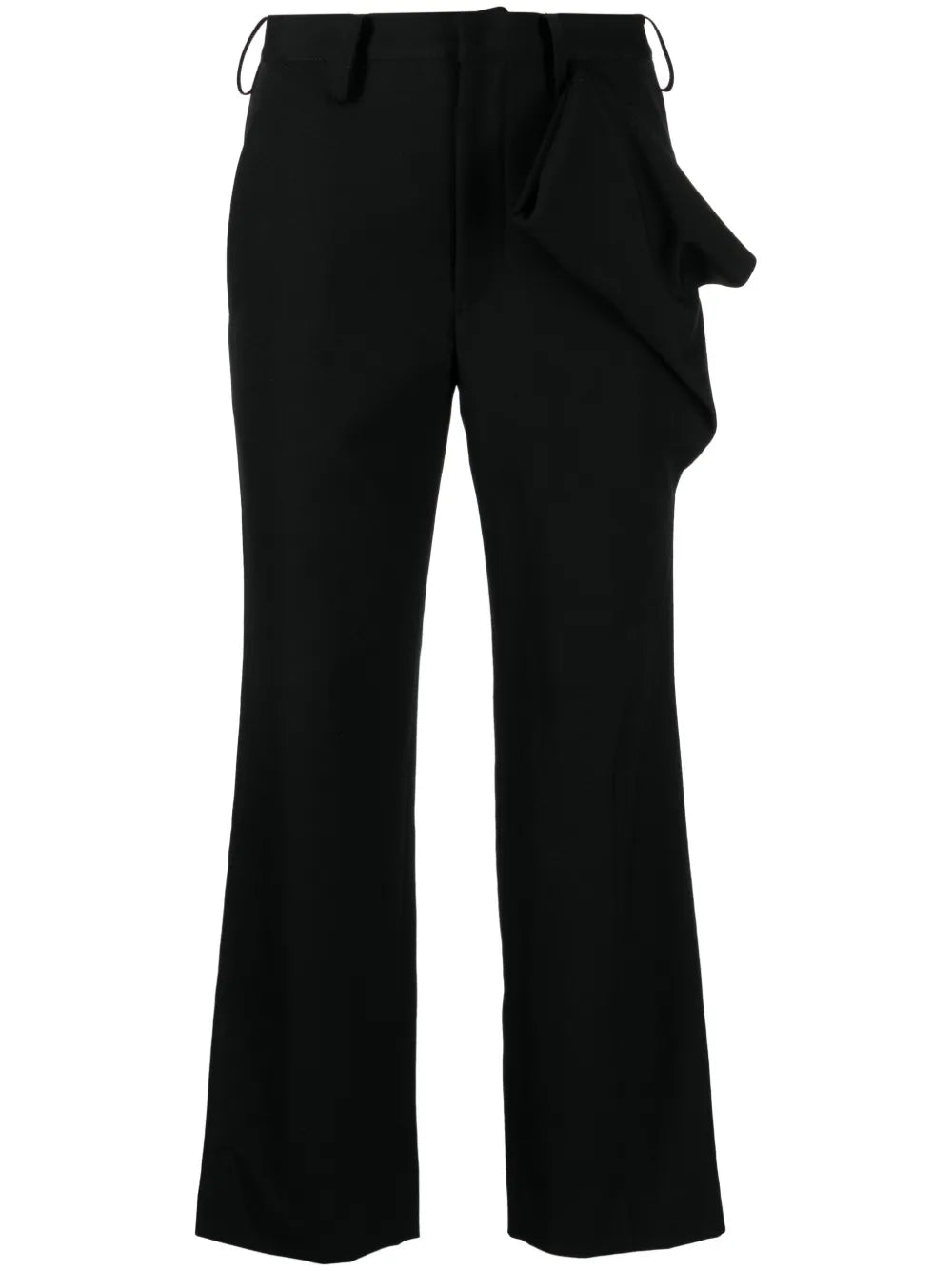Draped-Detail Cropped Wool Trousers