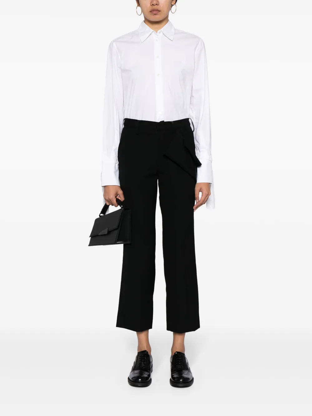 Draped-Detail Cropped Wool Trousers
