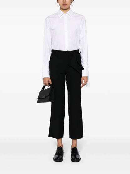 Draped-Detail Cropped Wool Trousers