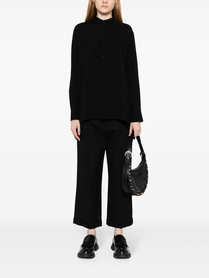 Button-Up Band-Collar Shirt