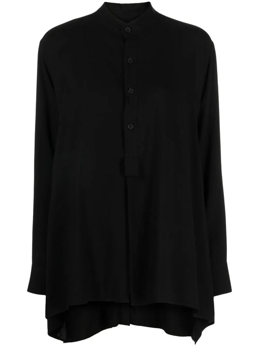 Button-Up Band-Collar Shirt
