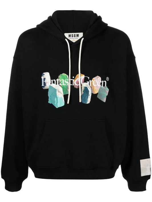 Slogan-Print Organic-Cotton Hoodie