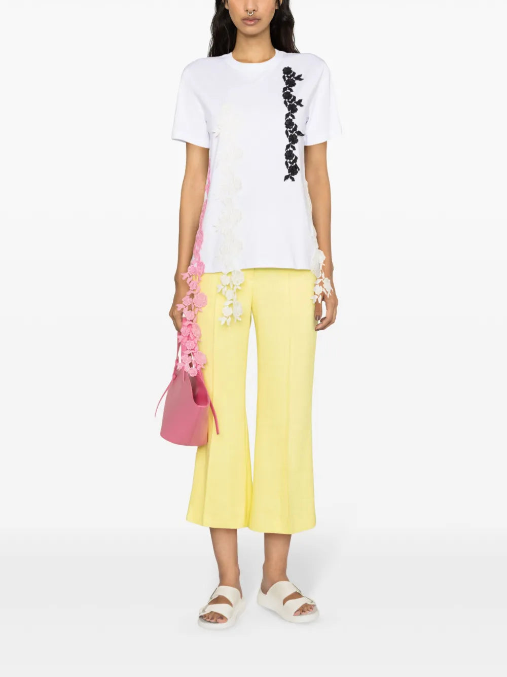 Lace-Appliqué Cotton T-Shirt