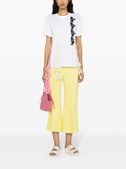Lace-Appliqué Cotton T-Shirt