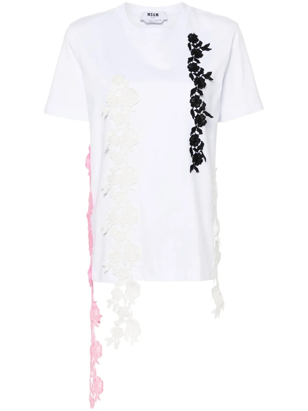 Lace-Appliqué Cotton T-Shirt