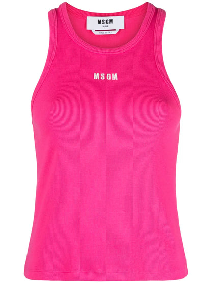 Embroidered-Logo Ribbed Tank Top