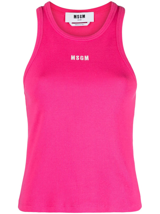 Embroidered-Logo Ribbed Tank Top
