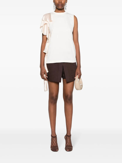 Draped-Detail Cotton Blouse