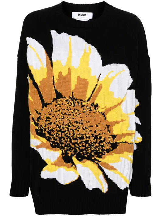 Floral-Intarsia-Knit Jumper