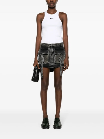 Embroidered-Logo Ribbed Tank Top