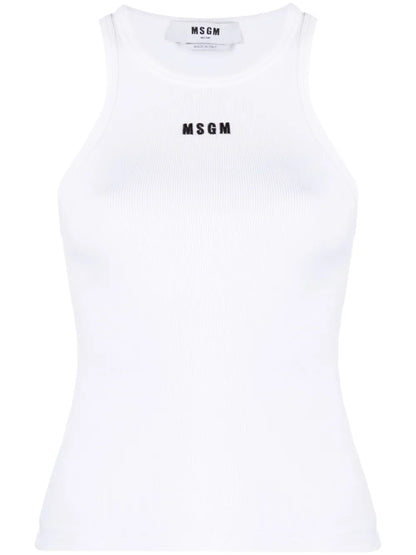 Embroidered-Logo Ribbed Tank Top