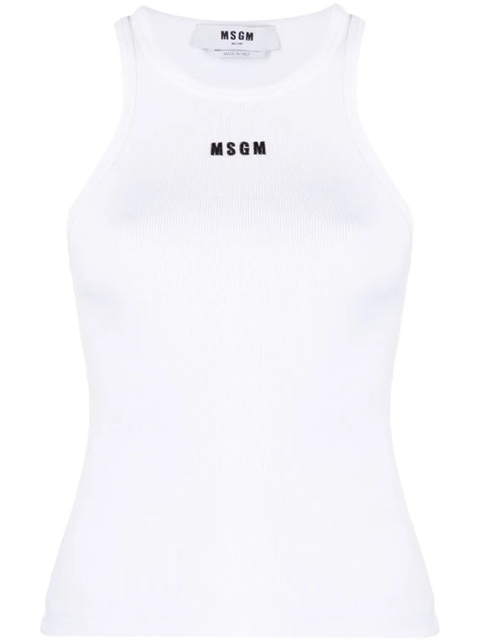 Embroidered-Logo Ribbed Tank Top