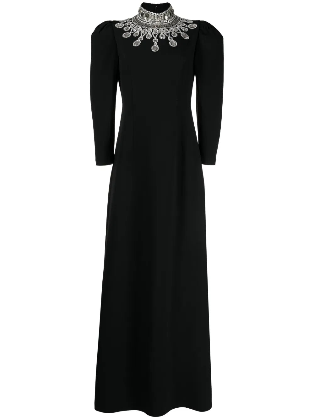 Crystal-Embellished Puff-Sleeves Dress