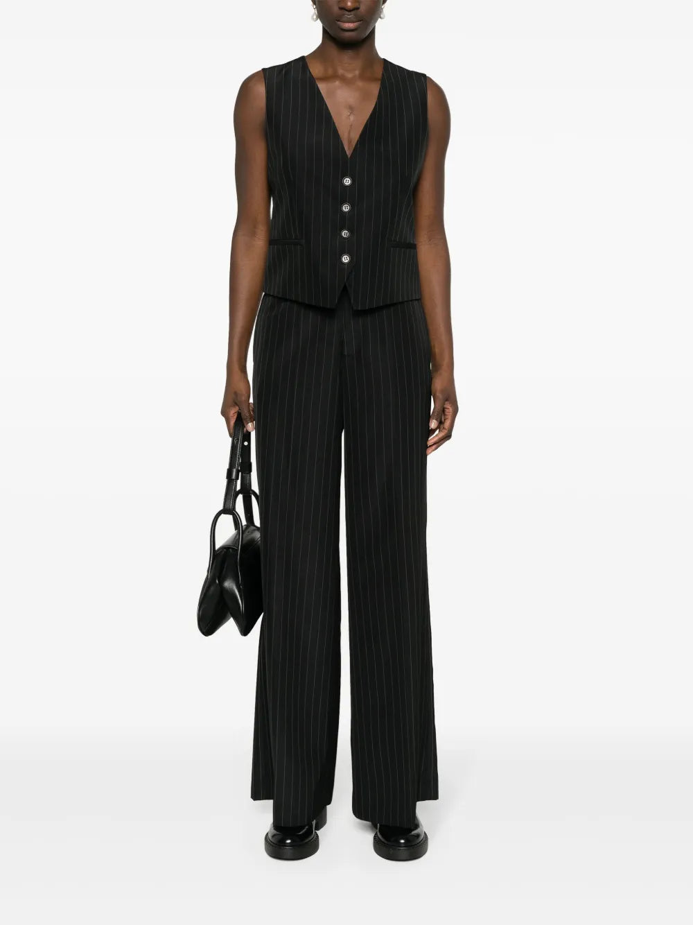 Pinstripe Wide-Leg Trousers