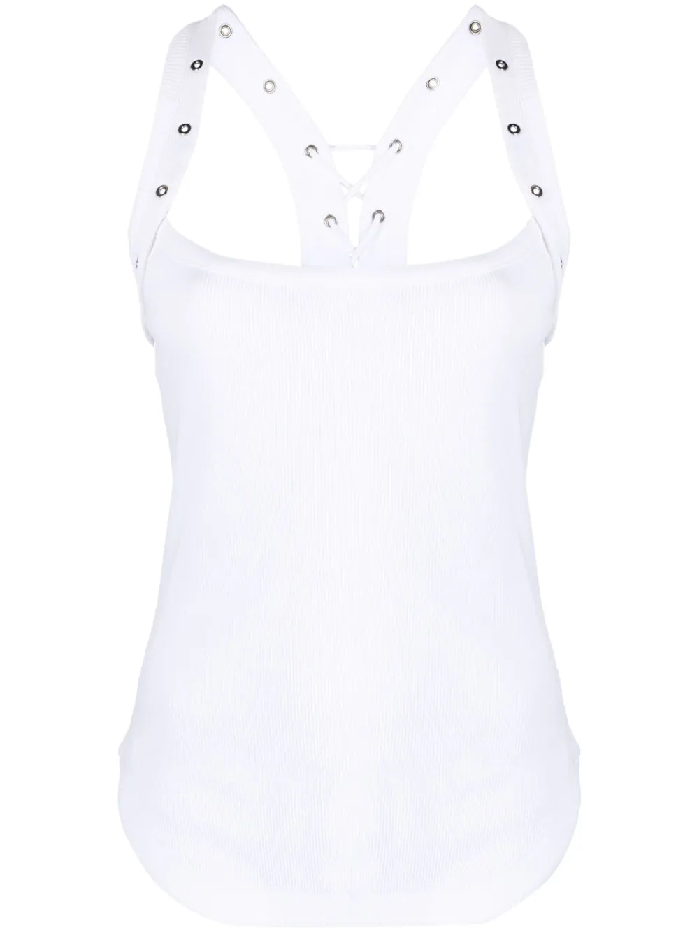 Eyelet-Embellished Ribbed-Knit Tank Top