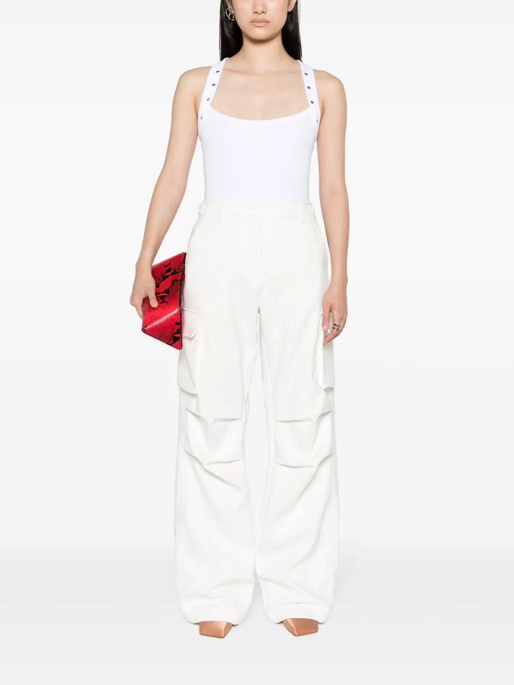 Eyelet-Embellished Ribbed-Knit Tank Top