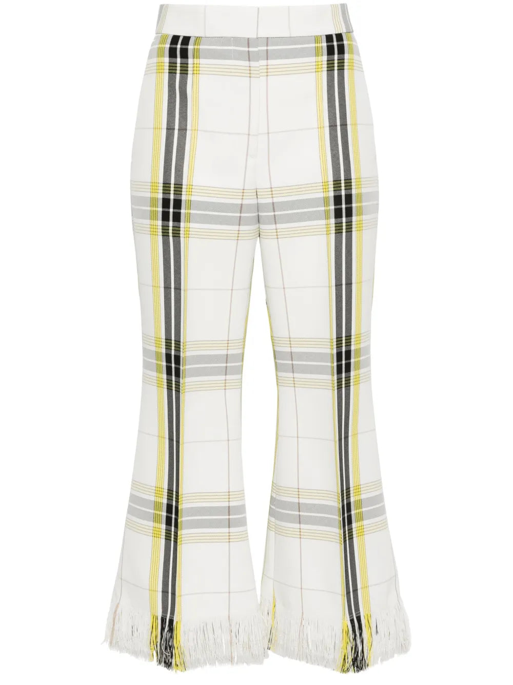 Plaid Cropped Flared Trousers