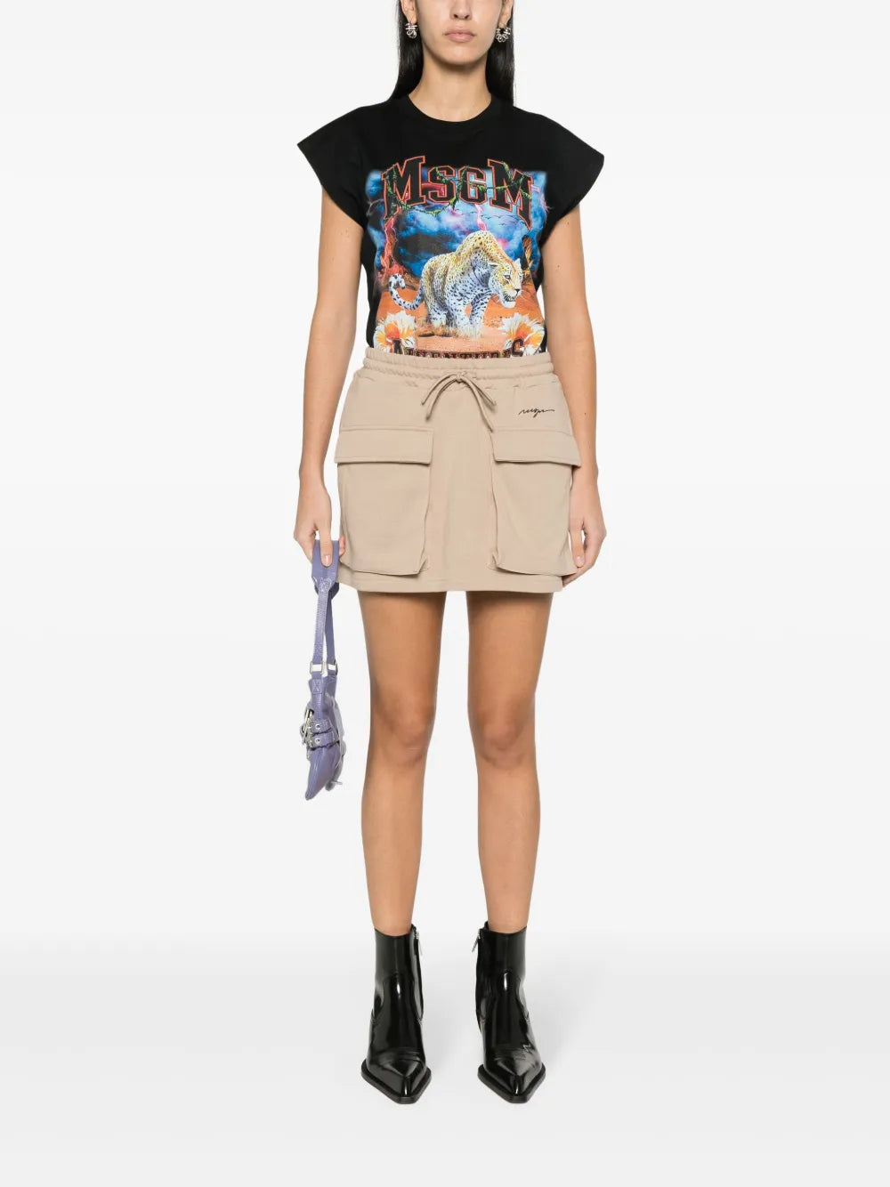 Embroidered-Logo Jersey Mini Skirt