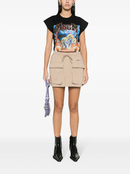 Embroidered-Logo Jersey Mini Skirt