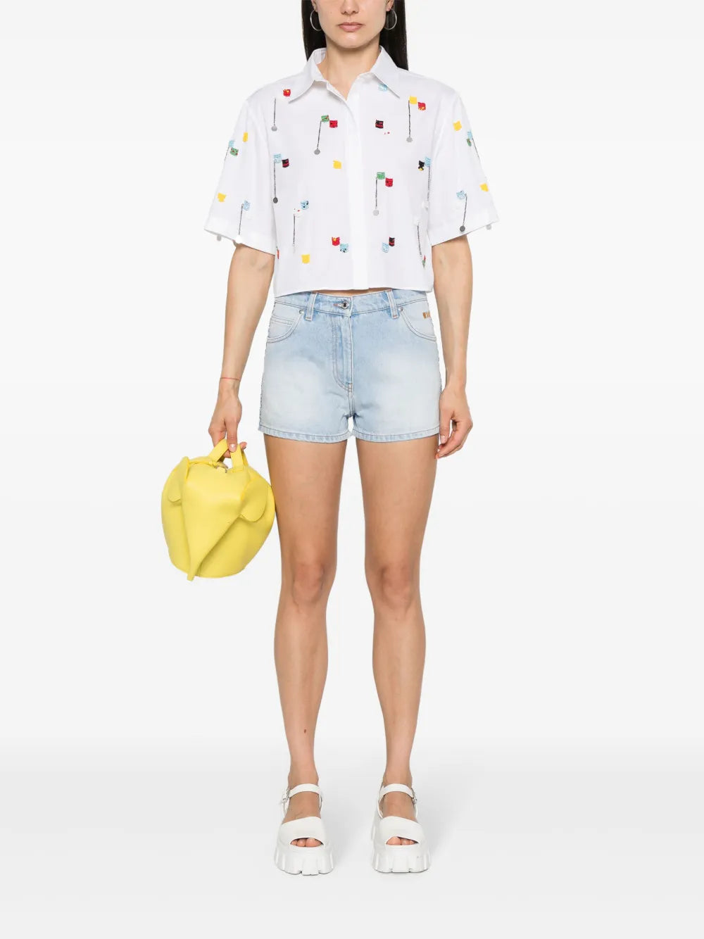 Logo-Embroidered Denim Shorts