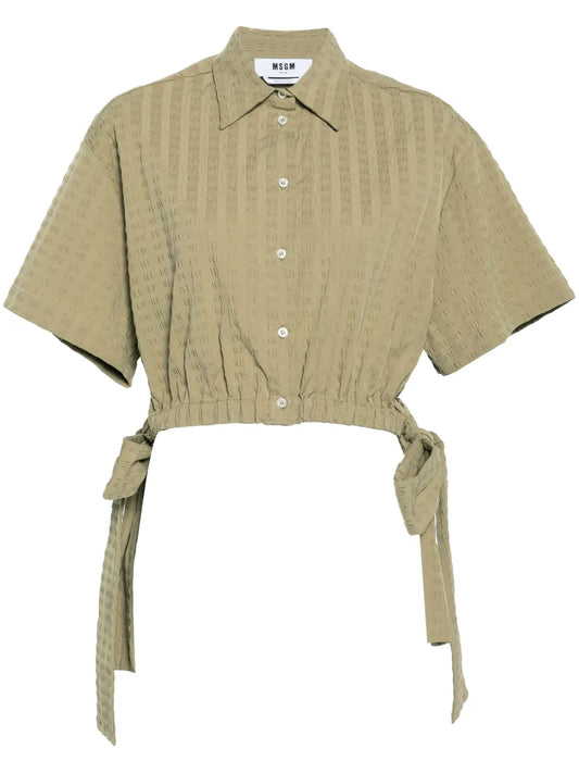Seersucker Cropped Shirt