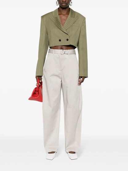 Wide-Leg Twill Trousers