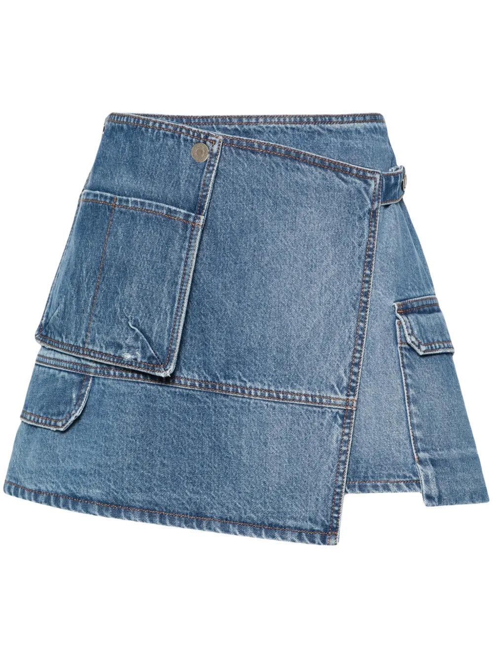 Asymmetric Denim Mini Skirt