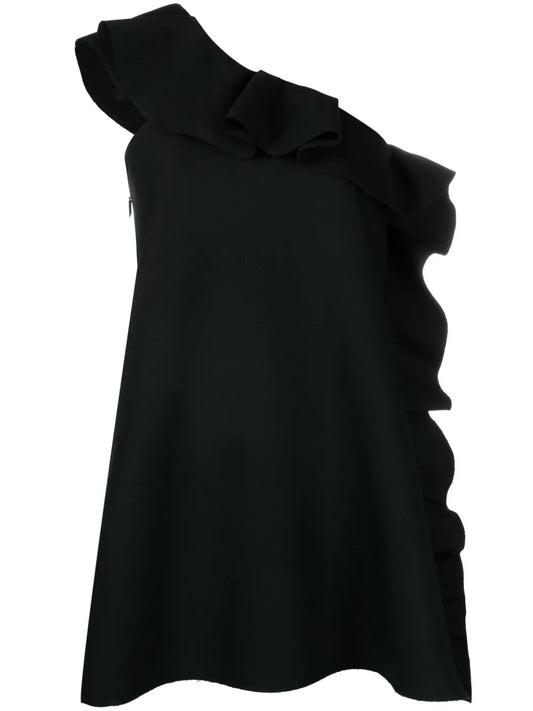 Ruffle-Trim Asymmetric Minidress