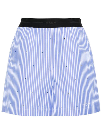 Rhinestone-Embellished Striped Shorts