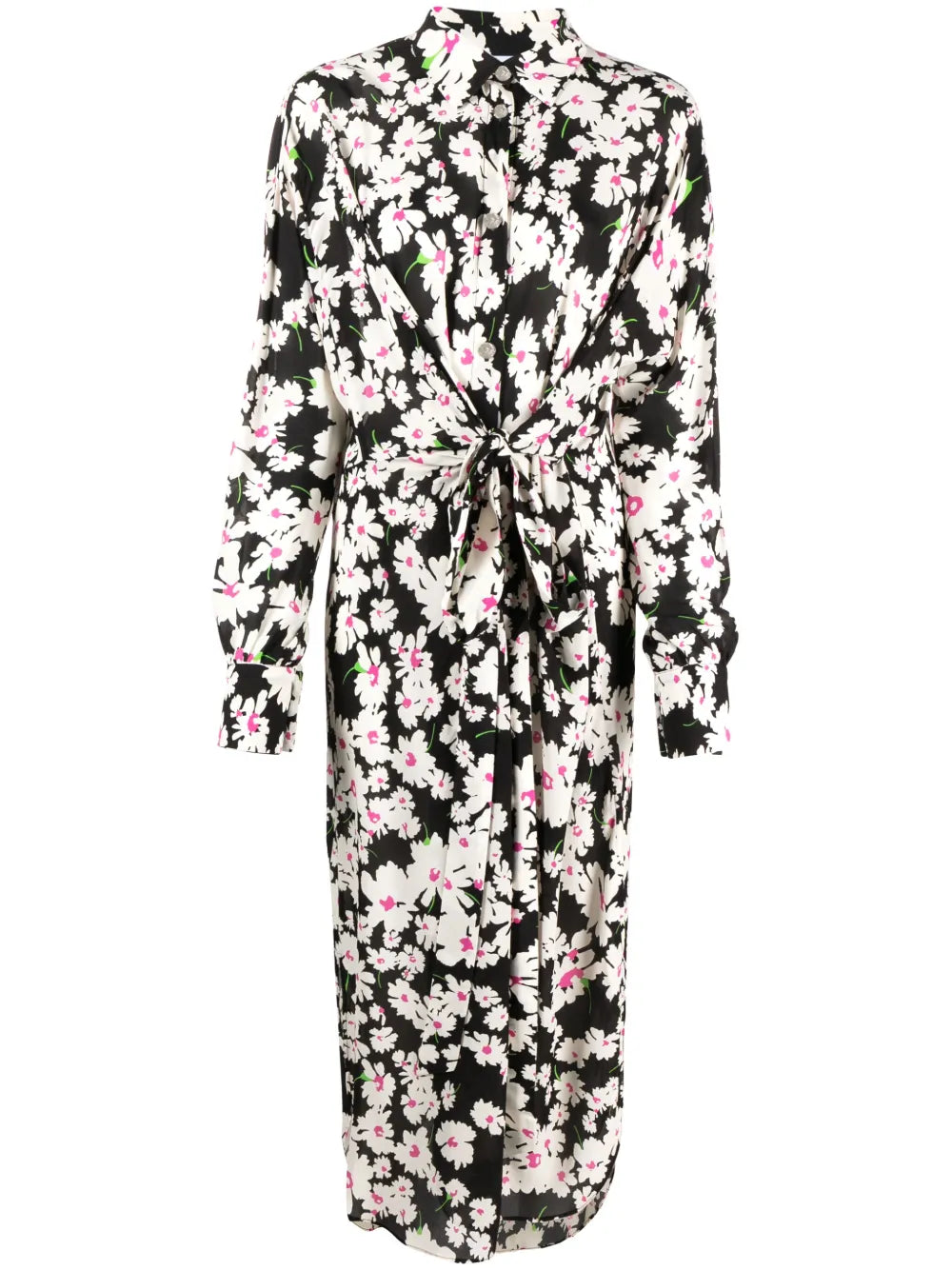 Floral-Print Tie-Fastening Cady Midi Dress