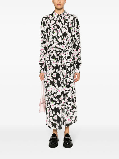 Floral-Print Tie-Fastening Cady Midi Dress