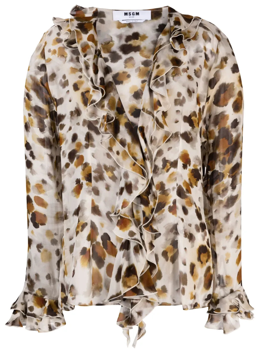 Abstract-Print Chiffon Blouse