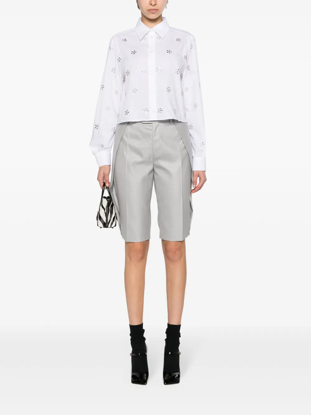 Rhinestone-Embellished Cotton Shirt
