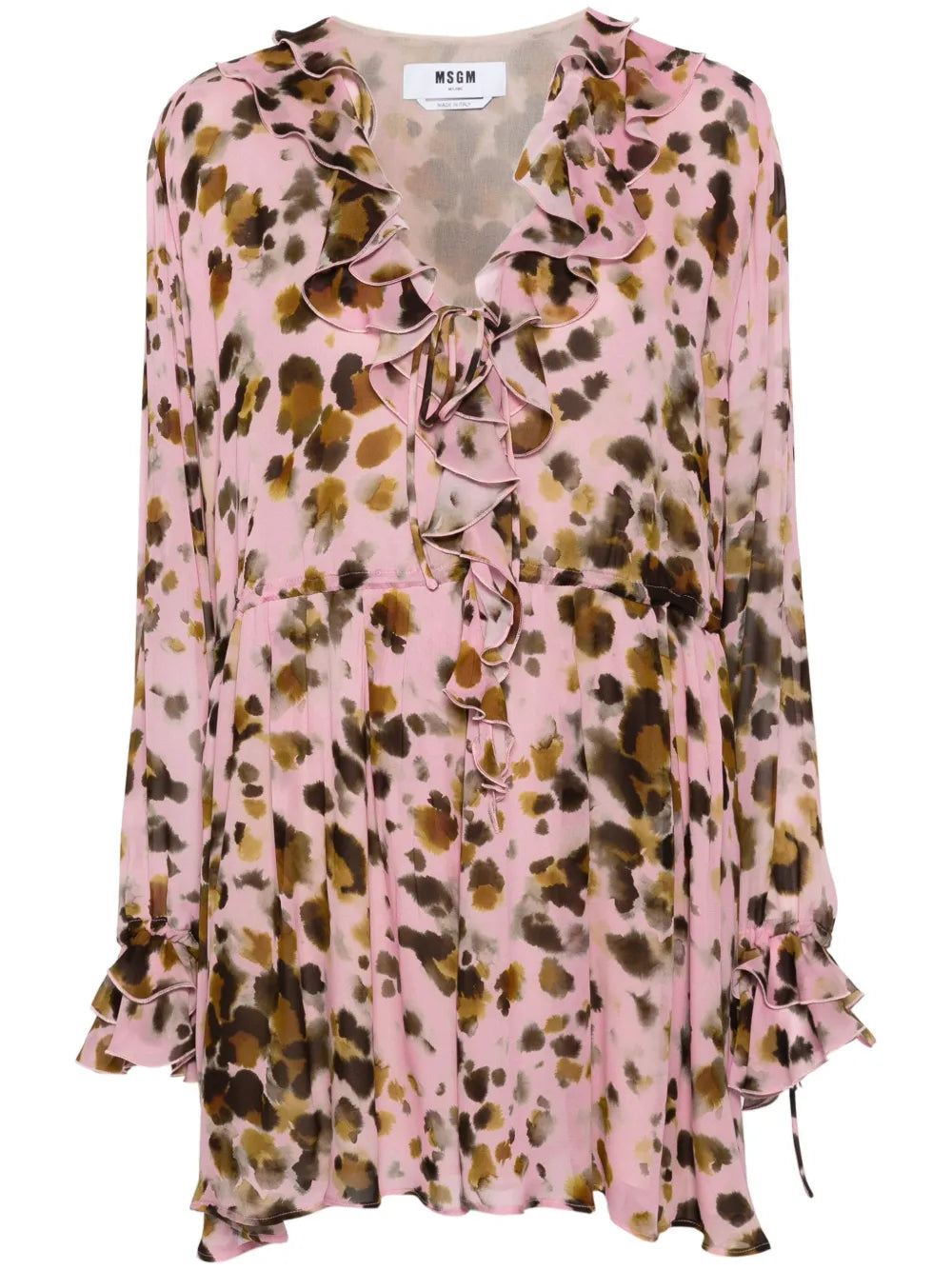 Animal-Print Chiffon Mini Dress