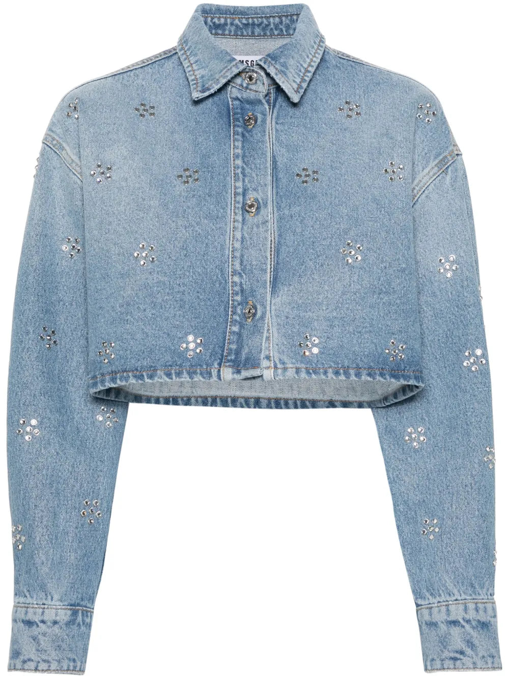 Rhinestone-Embellished Denim Shirt