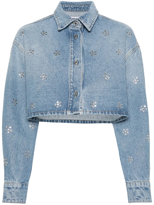 Rhinestone-Embellished Denim Shirt