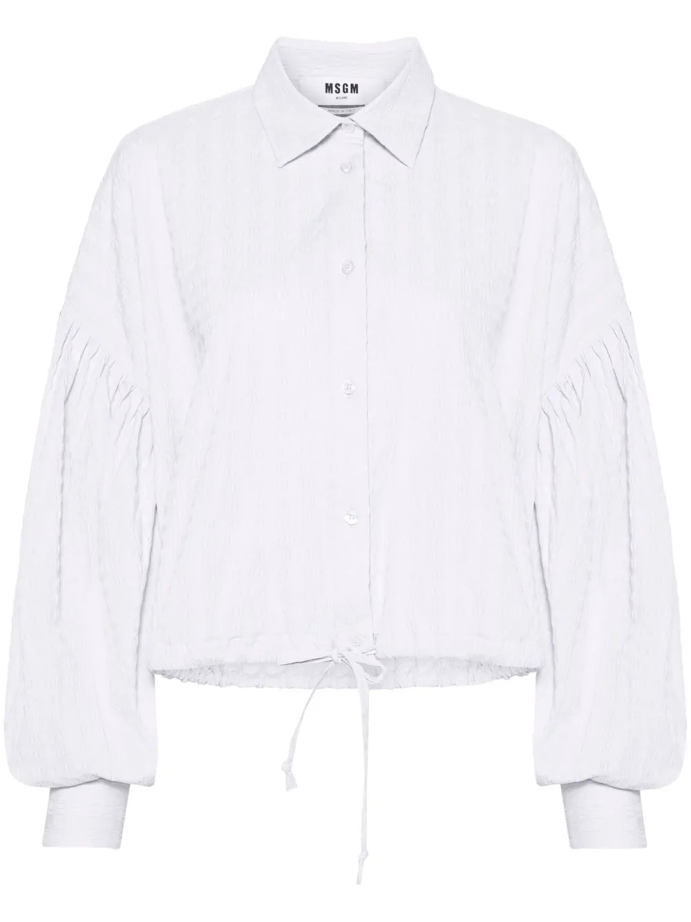 Drawstring-Hem Seersucker Shirt