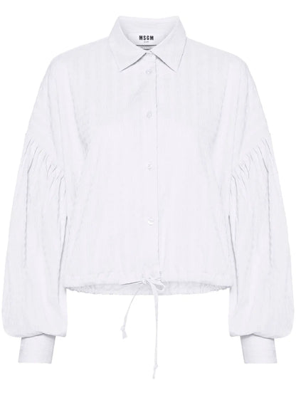 Drawstring-Hem Seersucker Shirt