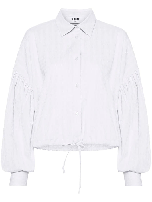 Drawstring-Hem Seersucker Shirt