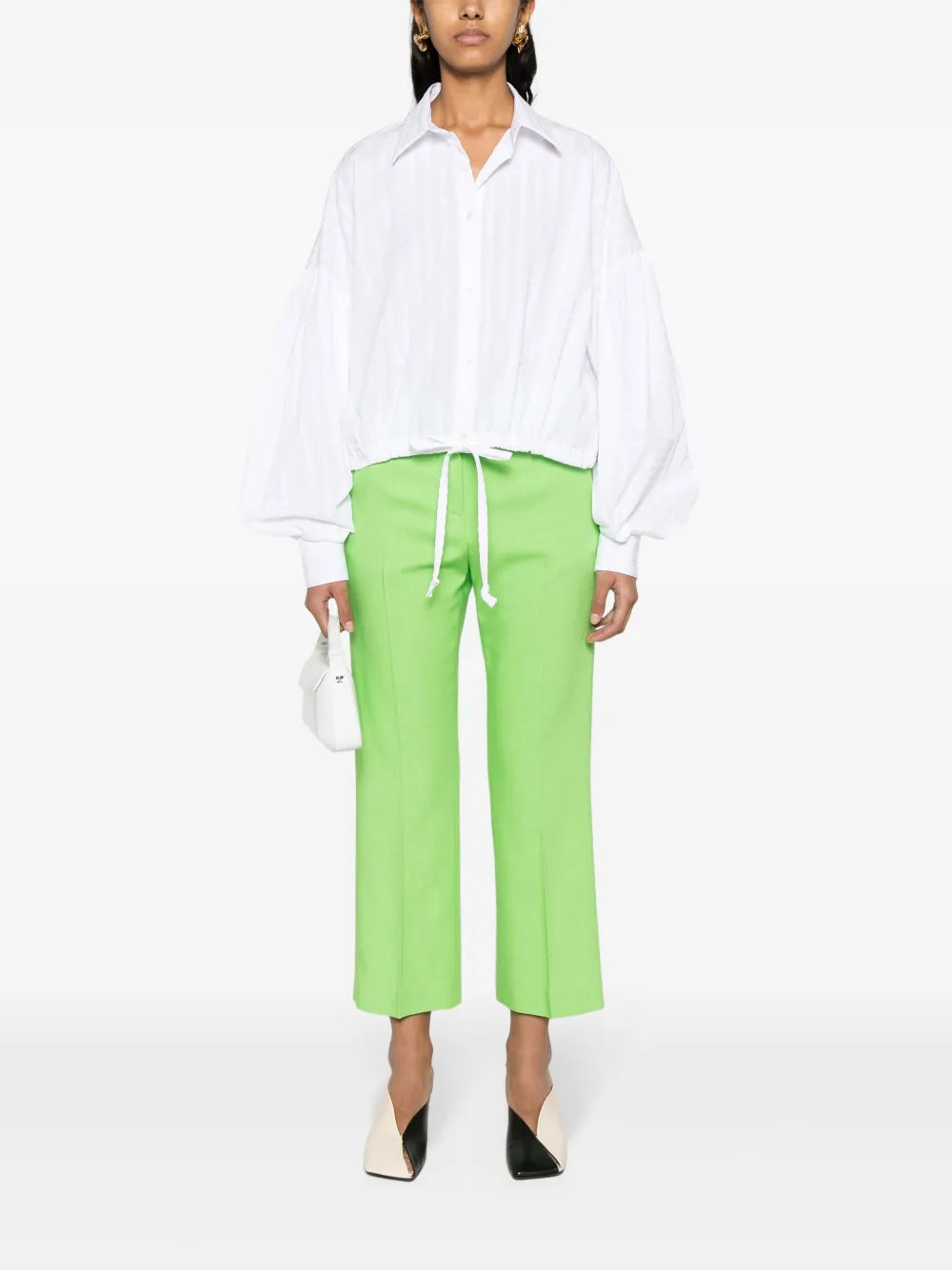 Drawstring-Hem Seersucker Shirt