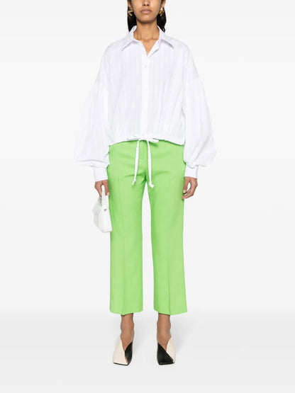 Drawstring-Hem Seersucker Shirt