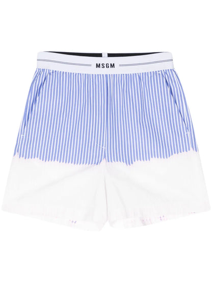 Ombré Striped Cotton Shorts
