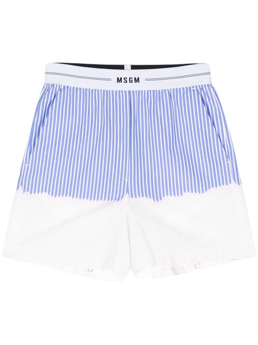 Ombré Striped Cotton Shorts