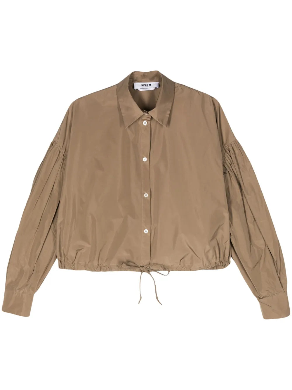 Bishop-Sleeve Taffeta Shirt
