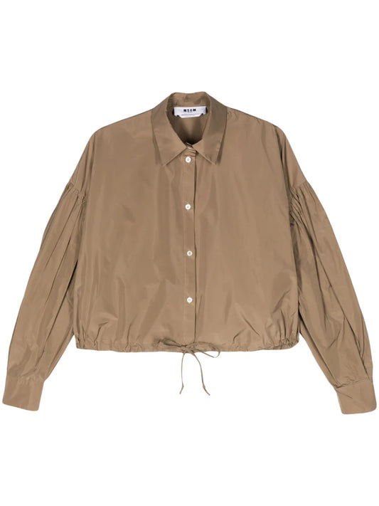 Bishop-Sleeve Taffeta Shirt