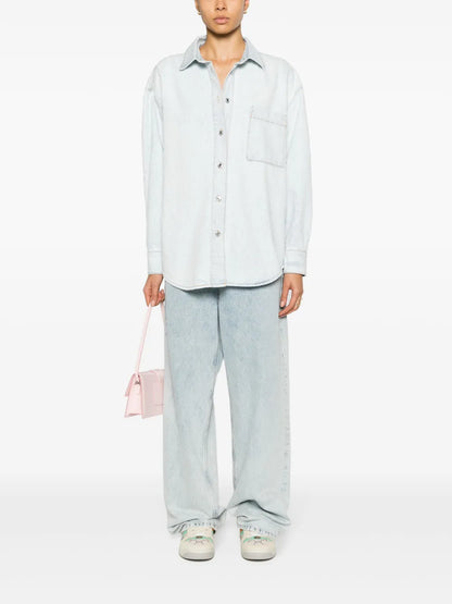 Ripped-Detail Denim Overshirt