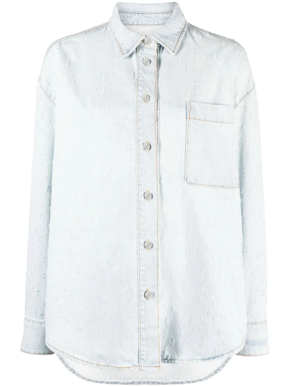 Ripped-Detail Denim Overshirt