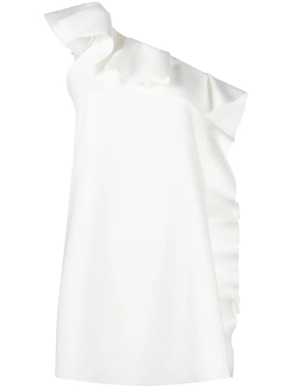 Ruffle-Trim Asymmetric Minidress