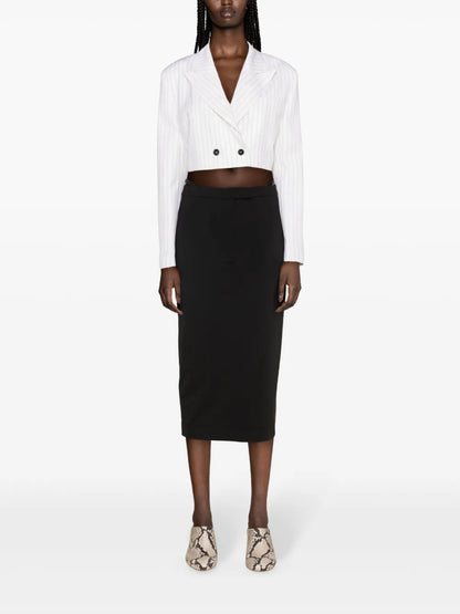 Pinstripe-Pattern Cropped Blazer